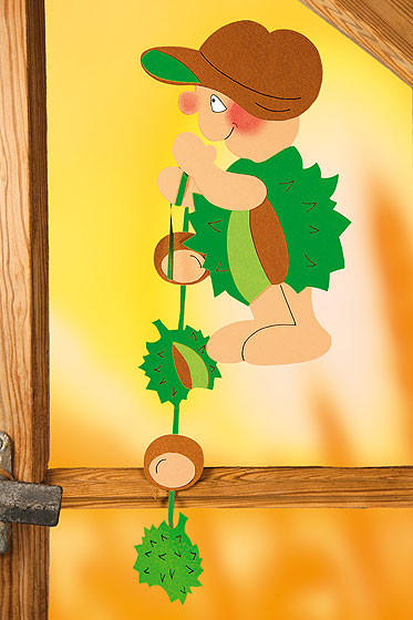Kastanienmännchen-Fensterbild Kastanienmännchen-Fensterbild