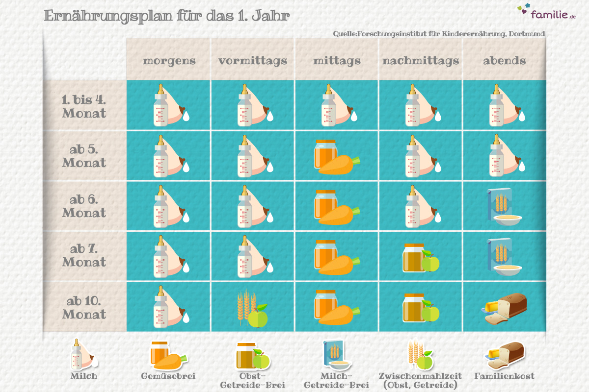 Beikostplan: Säuglingsernährung im 1. Jahr