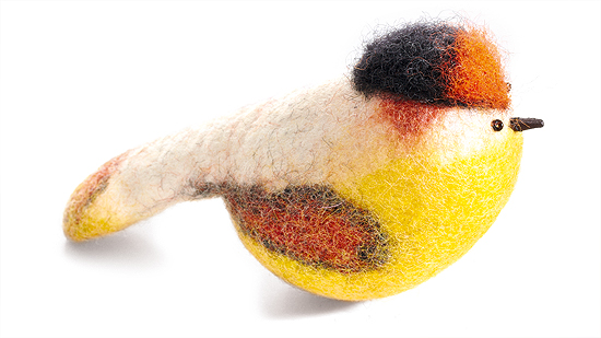 Filzen in der Waschmaschine: Vogel aus Filz