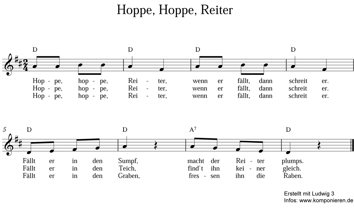 Hoppe hoppe Reiter Noten