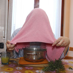 Inhalieren mit dem Topf