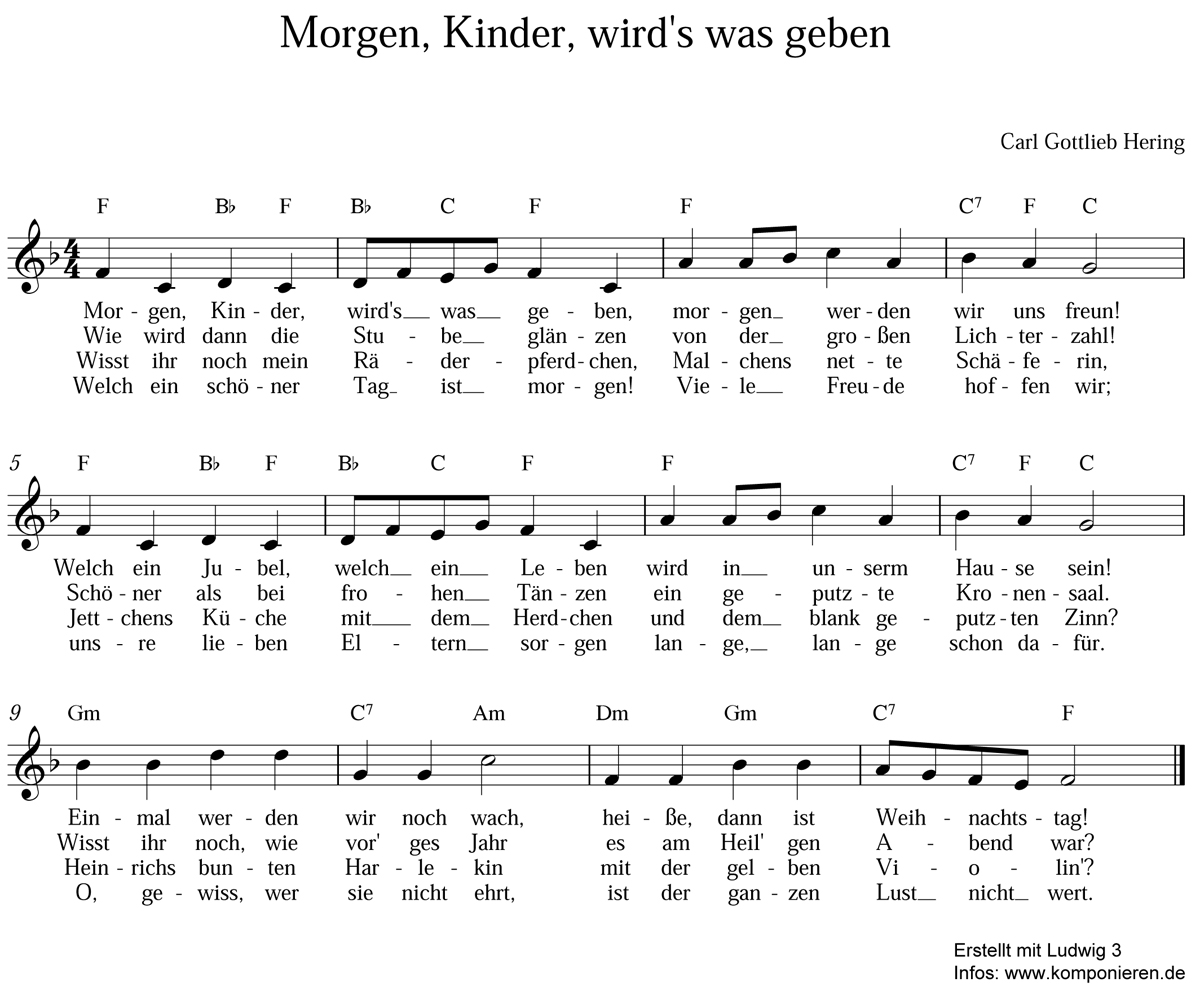 Morgen Kinder wird's was geben Noten
