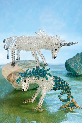 Perlentiere basteln: Einhorn und Hippocampus