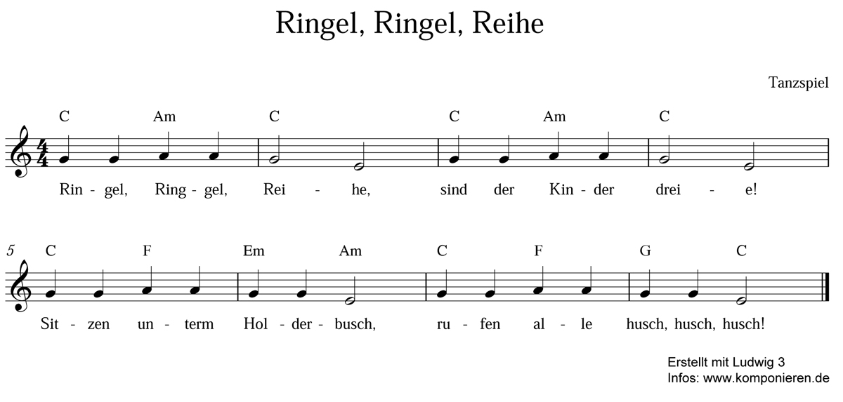 Ringel Ringel Reihe Noten