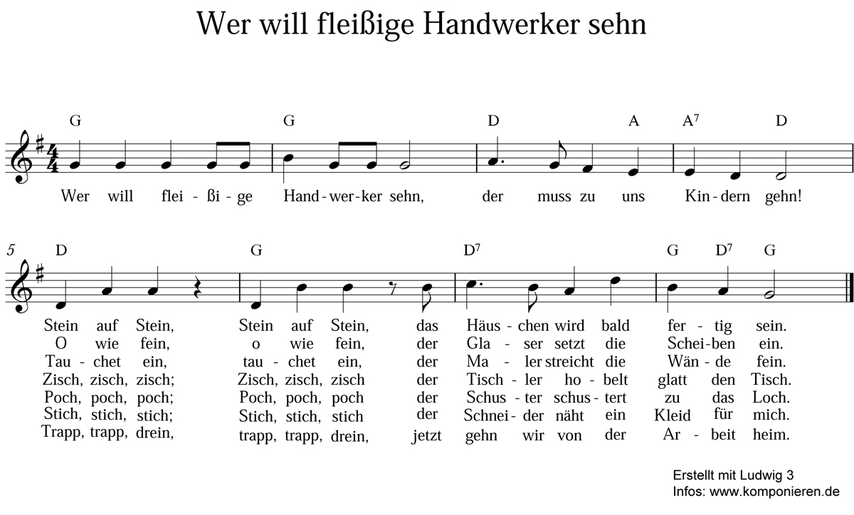 Wer will fleißige Handwerker sehn Noten