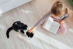 Kinder lesen Katzen vor
